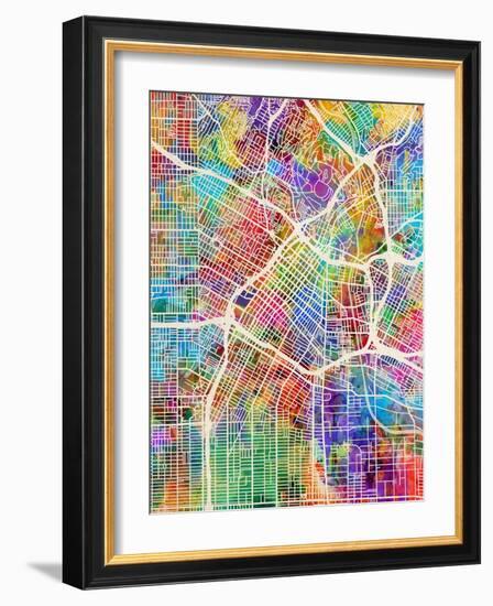 Los Angeles City Street Map-Tompsett Michael-Framed Art Print