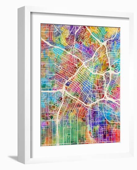 Los Angeles City Street Map-Michael Tompsett-Framed Art Print