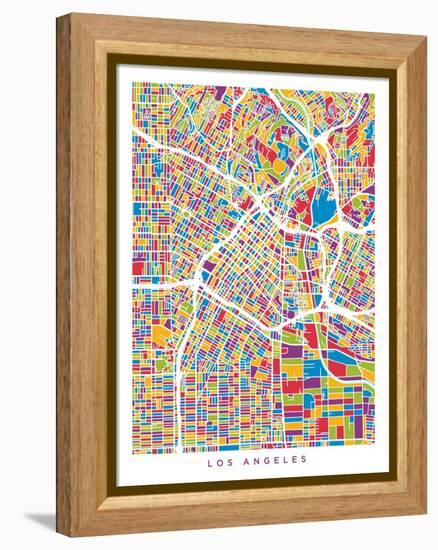 Los Angeles City Street Map-Michael Tompsett-Framed Stretched Canvas