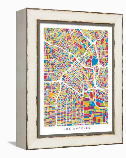 Los Angeles City Street Map-Michael Tompsett-Framed Stretched Canvas