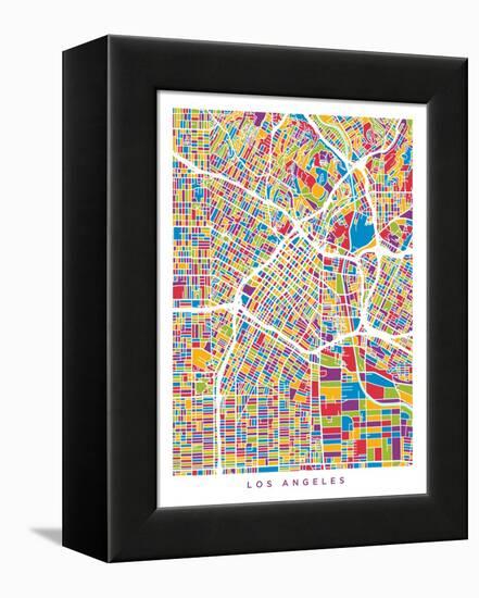 Los Angeles City Street Map-Michael Tompsett-Framed Stretched Canvas