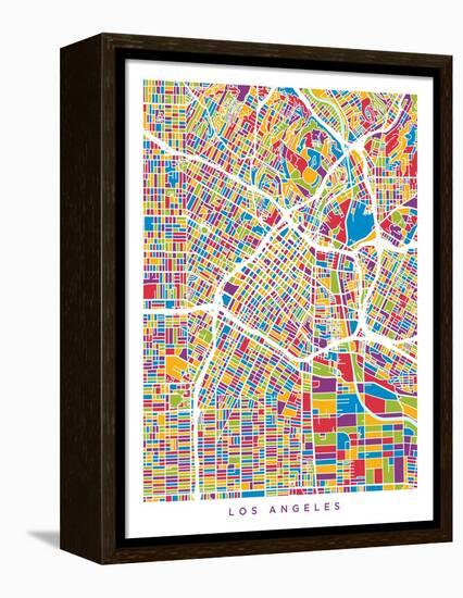 Los Angeles City Street Map-Michael Tompsett-Framed Stretched Canvas