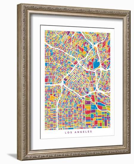 Los Angeles City Street Map-Michael Tompsett-Framed Art Print