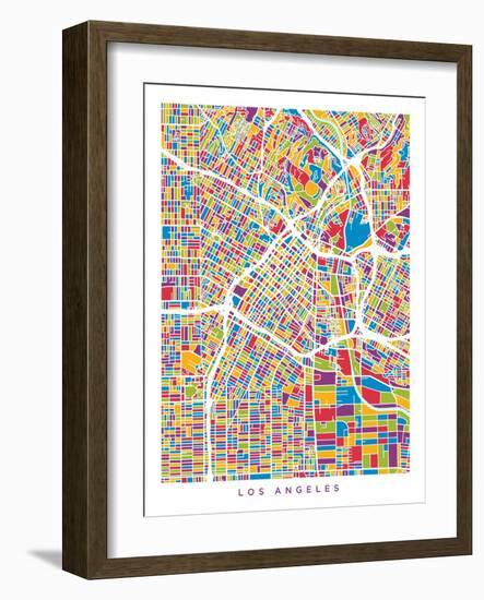 Los Angeles City Street Map-Michael Tompsett-Framed Art Print