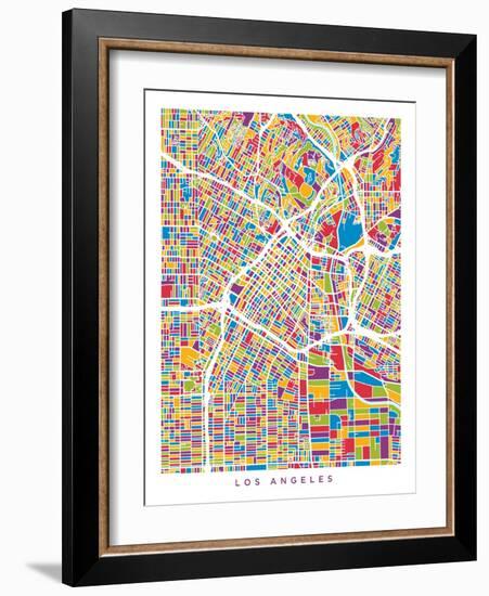 Los Angeles City Street Map-Michael Tompsett-Framed Art Print