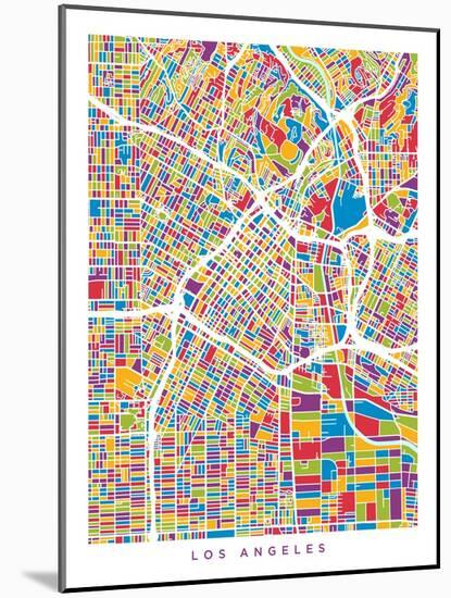 Los Angeles City Street Map-Michael Tompsett-Mounted Art Print