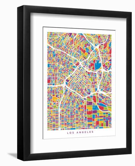 Los Angeles City Street Map-Michael Tompsett-Framed Premium Giclee Print