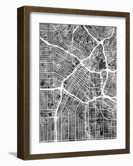 Los Angeles City Street Map-Tompsett Michael-Framed Art Print