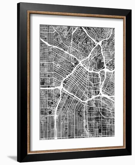 Los Angeles City Street Map-Tompsett Michael-Framed Art Print