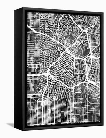 Los Angeles City Street Map-Tompsett Michael-Framed Stretched Canvas