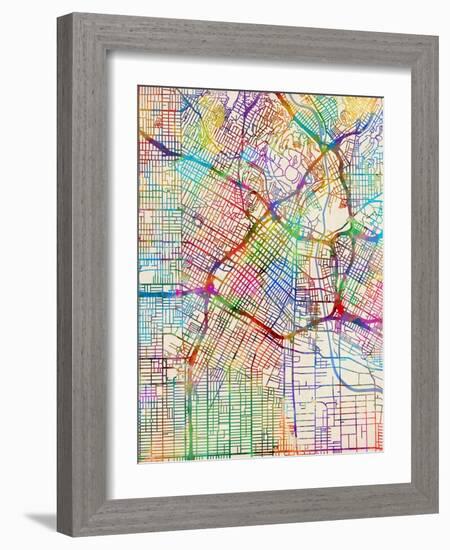 Los Angeles City Street Map-Michael Tompsett-Framed Art Print