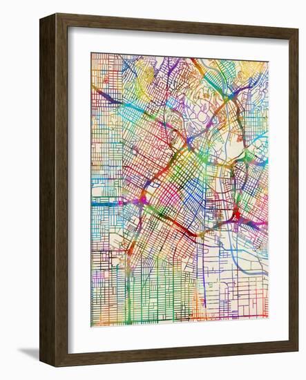 Los Angeles City Street Map-Michael Tompsett-Framed Art Print