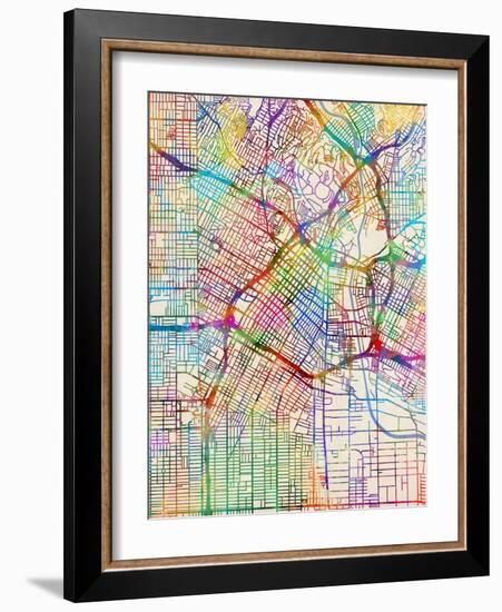 Los Angeles City Street Map-Michael Tompsett-Framed Art Print