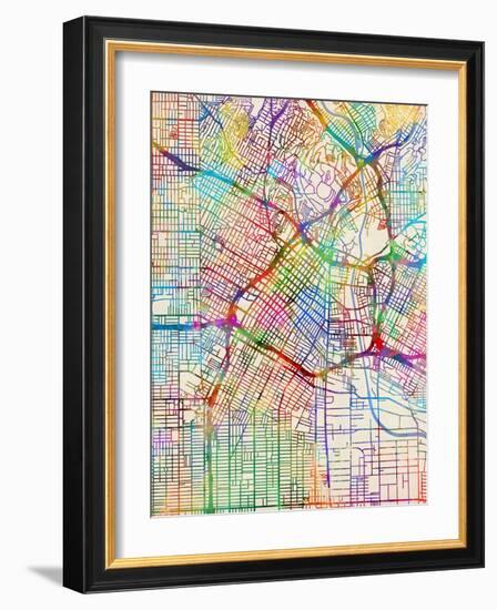 Los Angeles City Street Map-Michael Tompsett-Framed Art Print