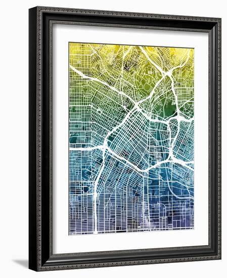 Los Angeles City Street Map-Michael Tompsett-Framed Art Print