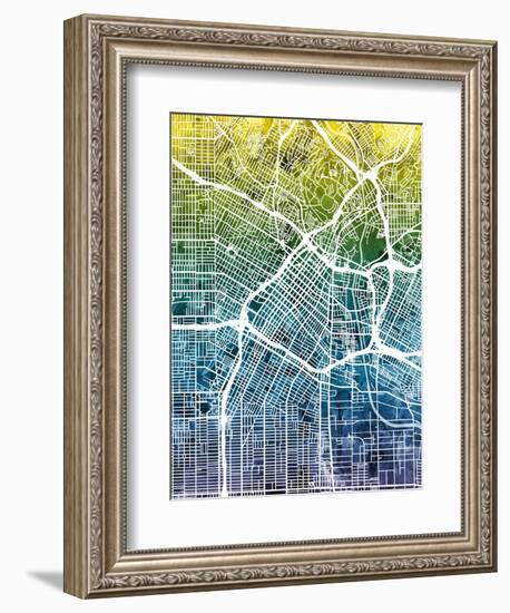 Los Angeles City Street Map-Michael Tompsett-Framed Art Print