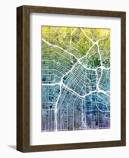 Los Angeles City Street Map-Michael Tompsett-Framed Art Print