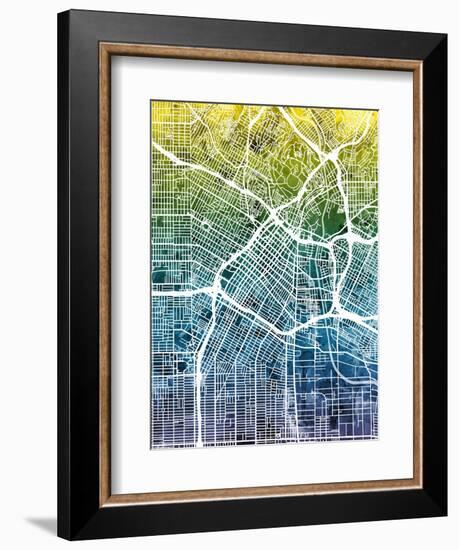 Los Angeles City Street Map-Michael Tompsett-Framed Art Print