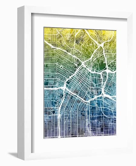 Los Angeles City Street Map-Michael Tompsett-Framed Art Print