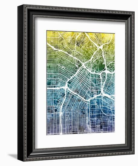 Los Angeles City Street Map-Michael Tompsett-Framed Art Print