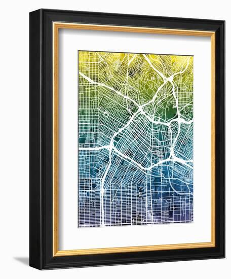 Los Angeles City Street Map-Michael Tompsett-Framed Art Print