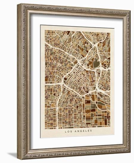 Los Angeles City Street Map-Michael Tompsett-Framed Art Print