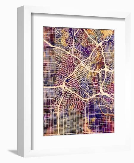 Los Angeles City Street Map-Michael Tompsett-Framed Premium Giclee Print