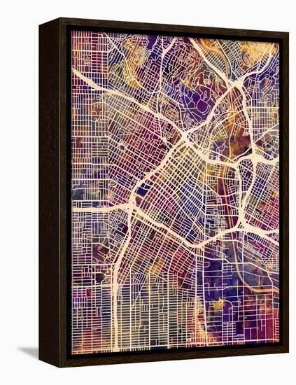 Los Angeles City Street Map-Michael Tompsett-Framed Stretched Canvas