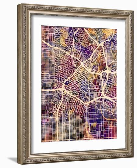 Los Angeles City Street Map-Michael Tompsett-Framed Art Print