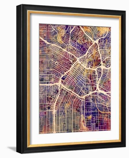 Los Angeles City Street Map-Michael Tompsett-Framed Art Print