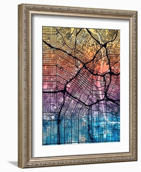 Los Angeles City Street Map-Michael Tompsett-Framed Art Print