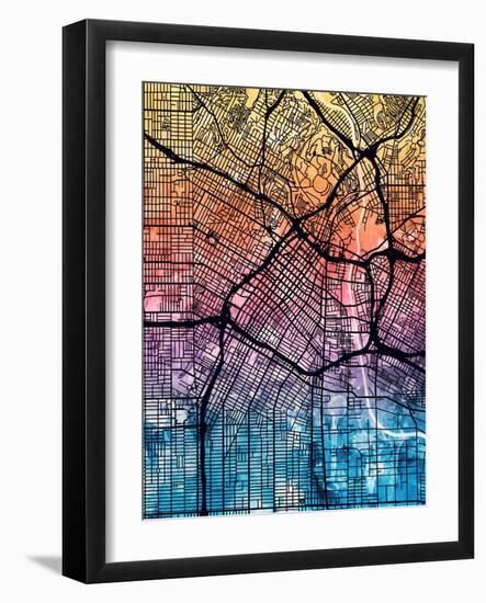 Los Angeles City Street Map-Michael Tompsett-Framed Art Print