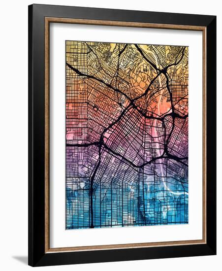 Los Angeles City Street Map-Michael Tompsett-Framed Art Print