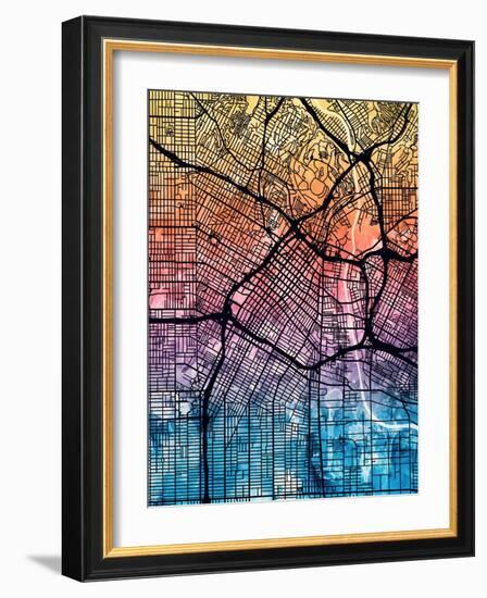 Los Angeles City Street Map-Michael Tompsett-Framed Art Print