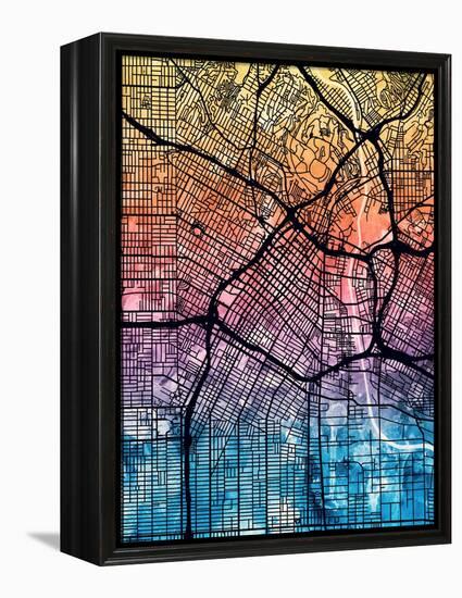 Los Angeles City Street Map-Michael Tompsett-Framed Stretched Canvas