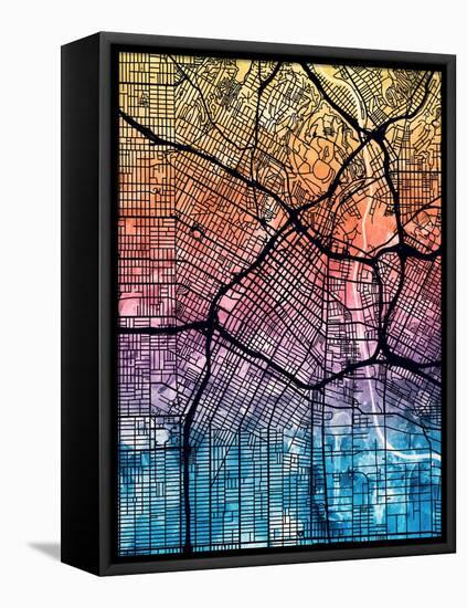 Los Angeles City Street Map-Michael Tompsett-Framed Stretched Canvas