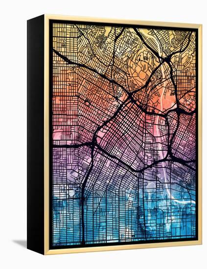 Los Angeles City Street Map-Michael Tompsett-Framed Stretched Canvas