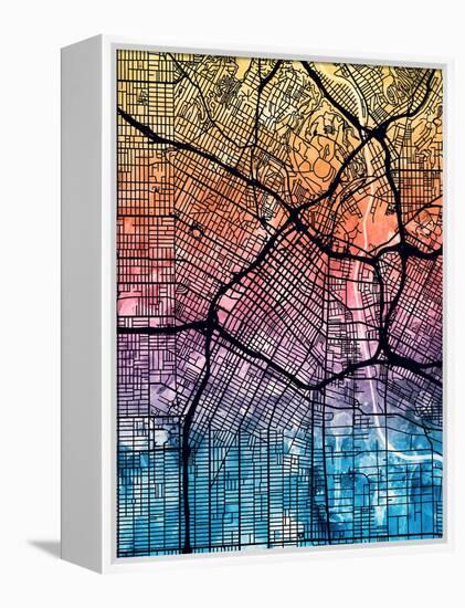 Los Angeles City Street Map-Michael Tompsett-Framed Stretched Canvas