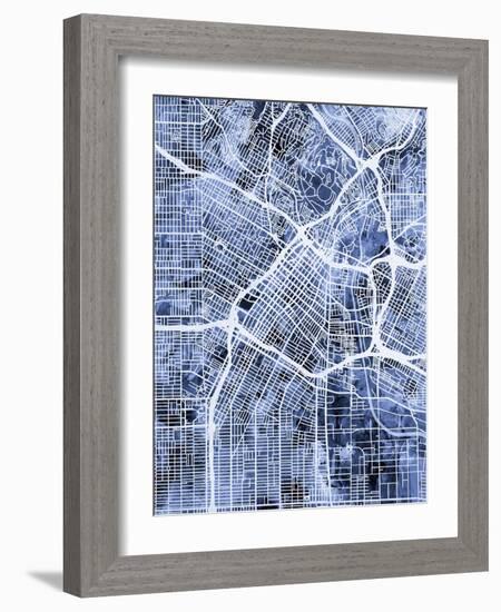 Los Angeles City Street Map-Michael Tompsett-Framed Art Print