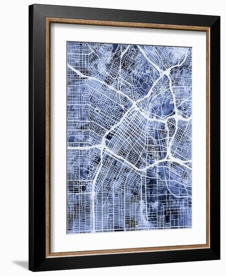 Los Angeles City Street Map-Michael Tompsett-Framed Art Print