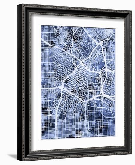 Los Angeles City Street Map-Michael Tompsett-Framed Art Print