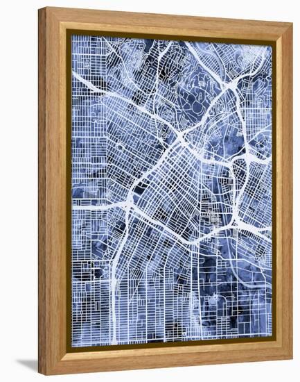 Los Angeles City Street Map-Michael Tompsett-Framed Stretched Canvas