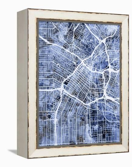 Los Angeles City Street Map-Michael Tompsett-Framed Stretched Canvas