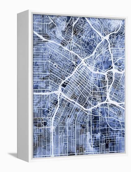 Los Angeles City Street Map-Michael Tompsett-Framed Stretched Canvas