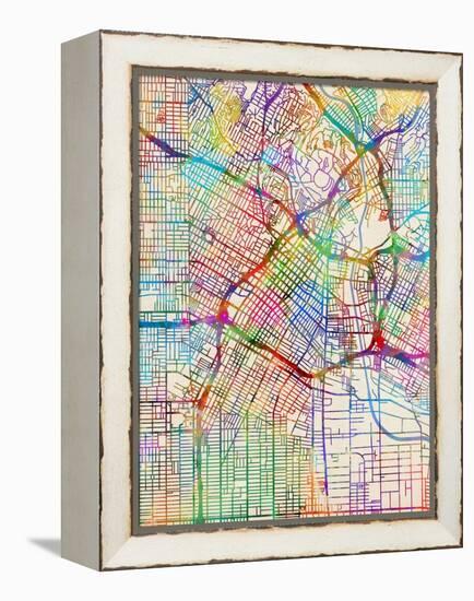 Los Angeles City Street Map-Tompsett Michael-Framed Stretched Canvas