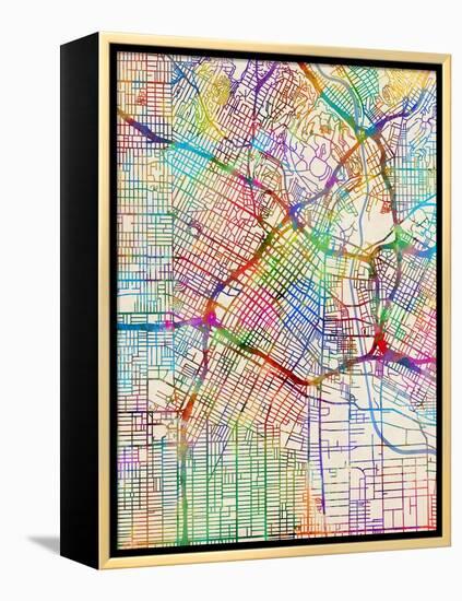 Los Angeles City Street Map-Tompsett Michael-Framed Stretched Canvas