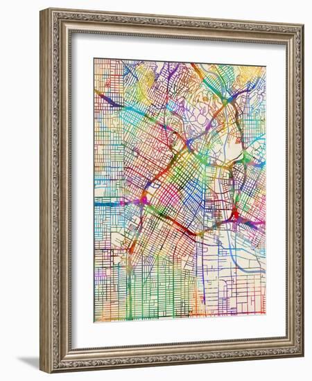 Los Angeles City Street Map-Tompsett Michael-Framed Art Print