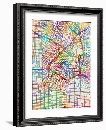 Los Angeles City Street Map-Tompsett Michael-Framed Art Print