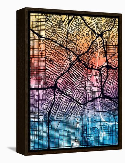 Los Angeles City Street Map-Tompsett Michael-Framed Stretched Canvas