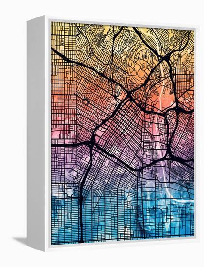 Los Angeles City Street Map-Tompsett Michael-Framed Stretched Canvas